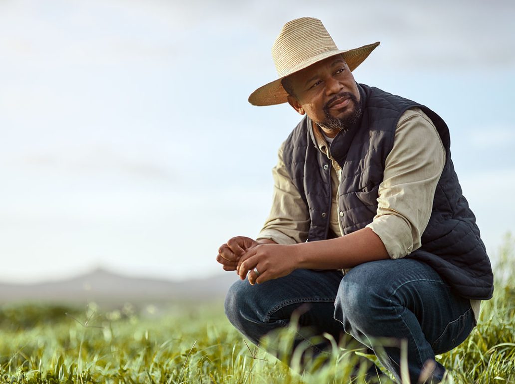Shot of a mature man working on a farm.